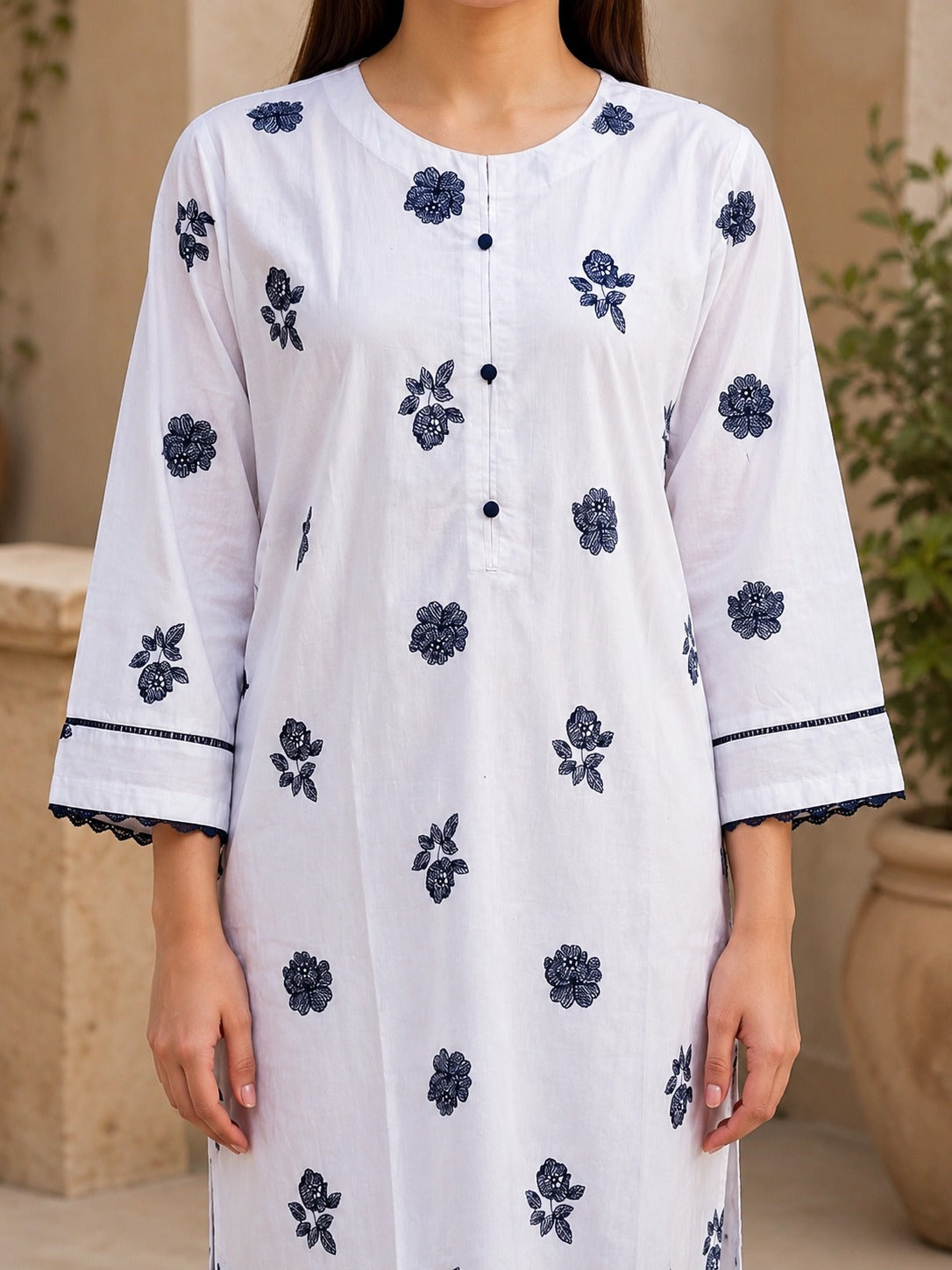 White Floral Printed