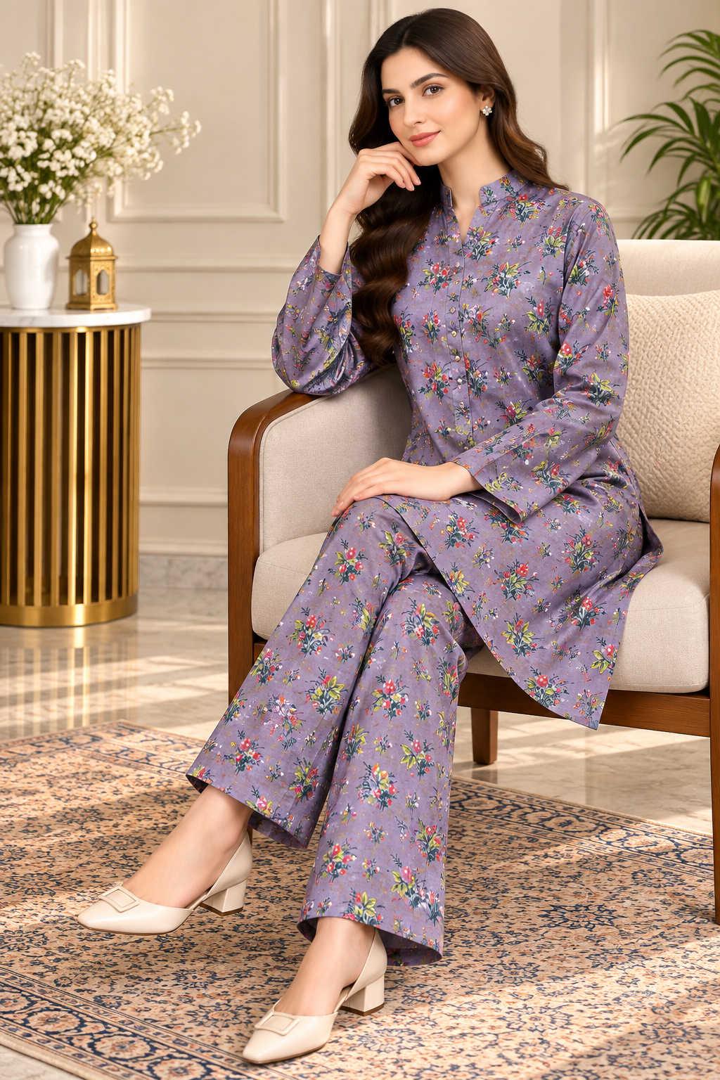 Lavender Meadow Floral 2-Piece Co-Ord Set