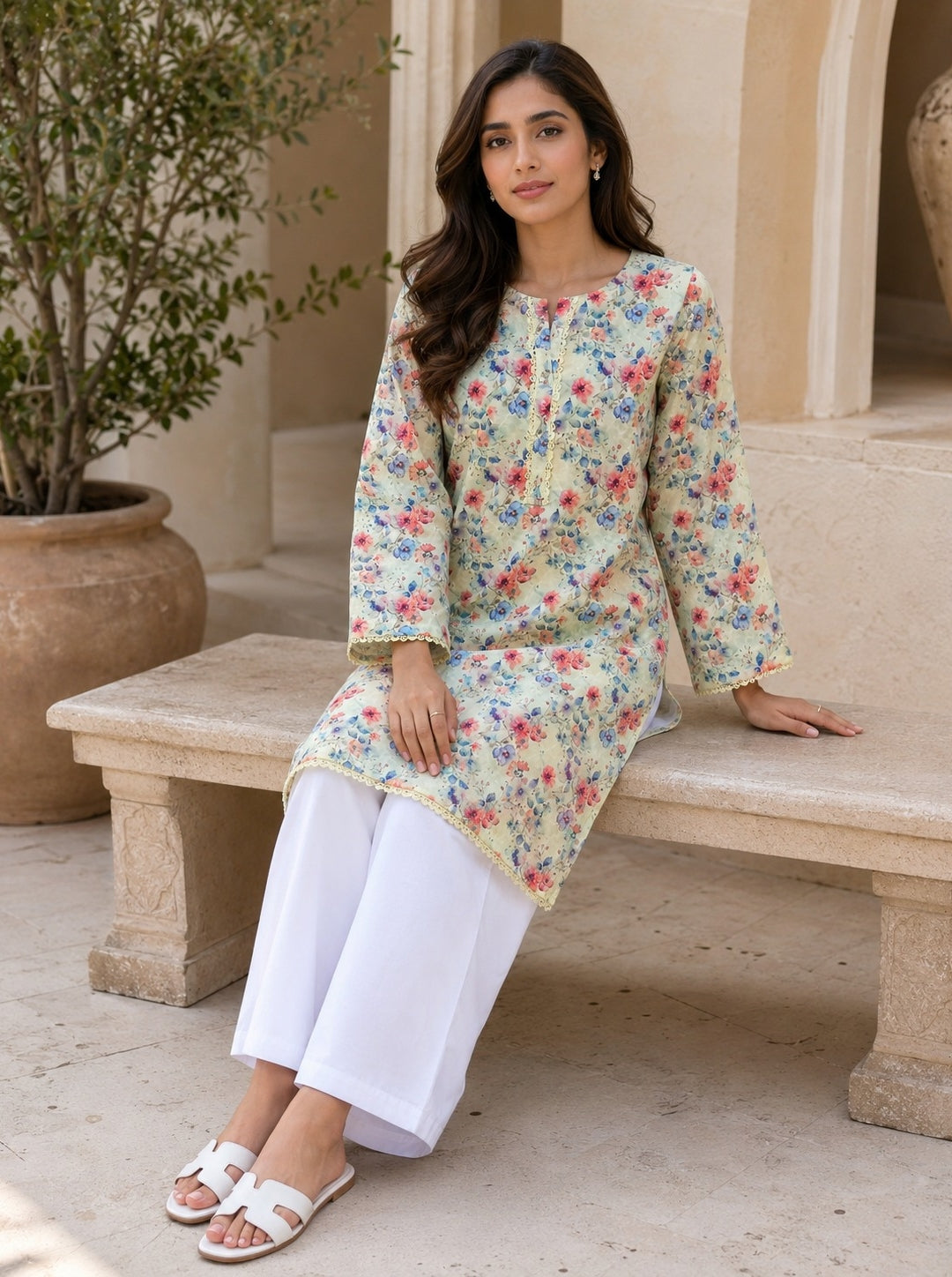 Pastel Garden Chicken Kari Kurta