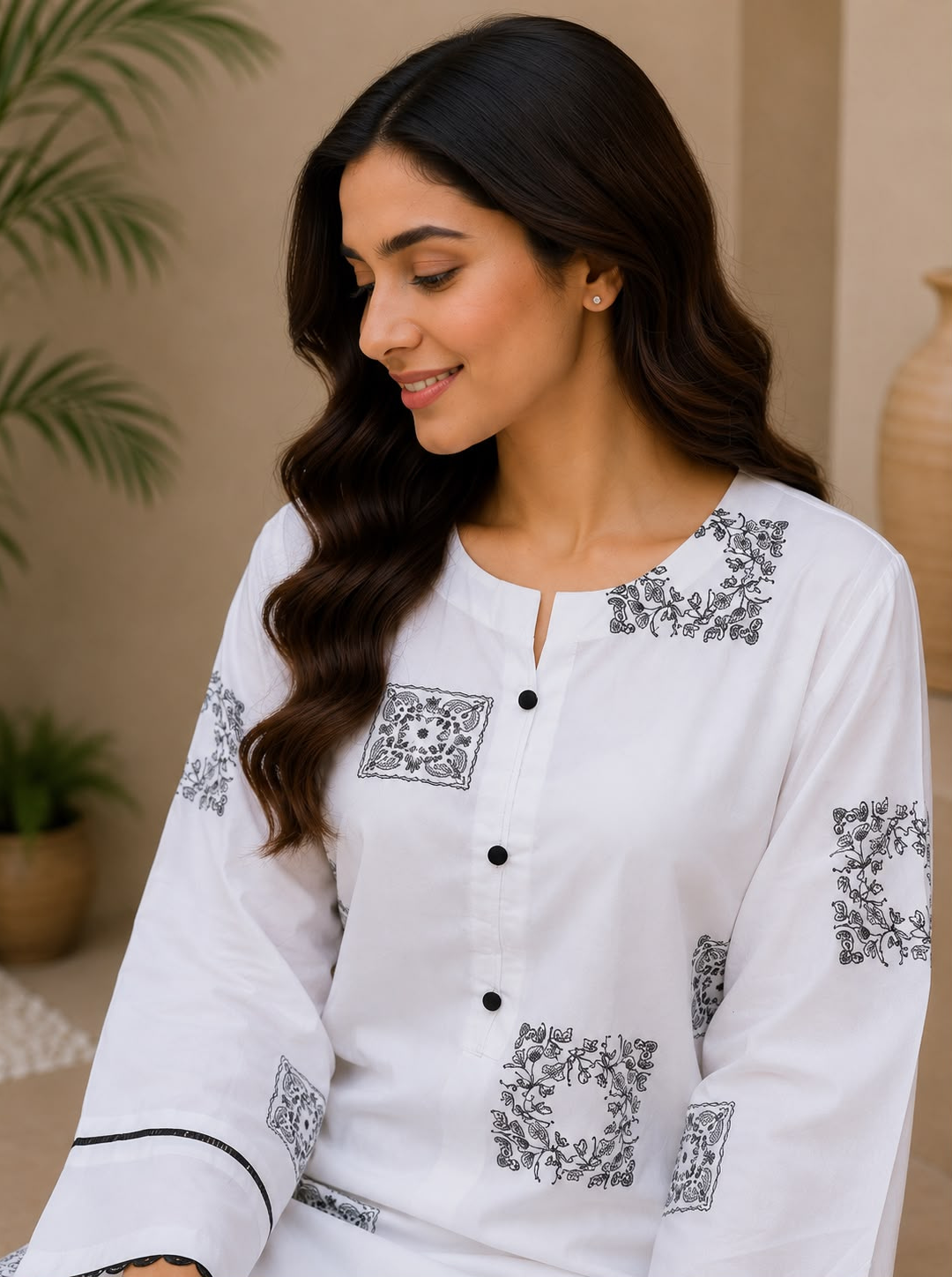 Black & White Printed Lawn 2-Piece