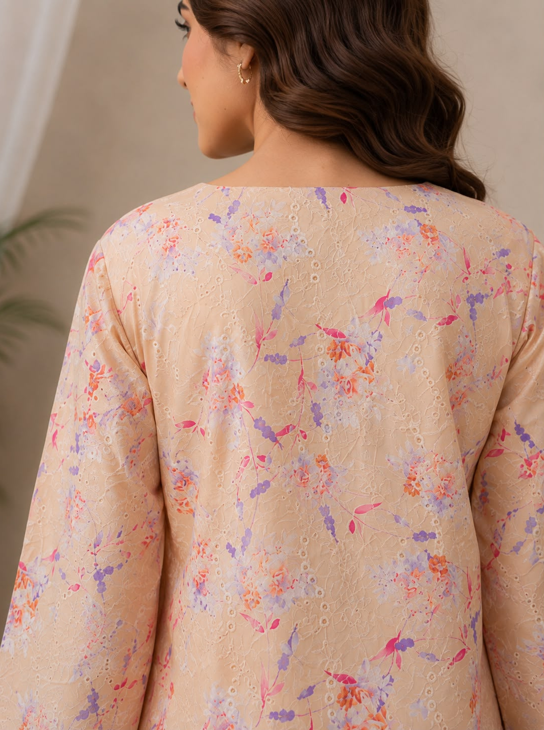 Peach Floral Embroidered Lawn 2-Piece