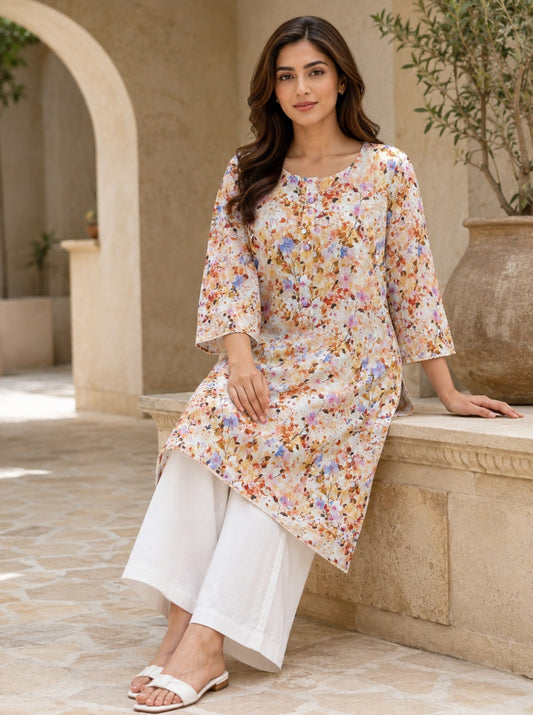 Printed Floral Chikankari 2-Piece