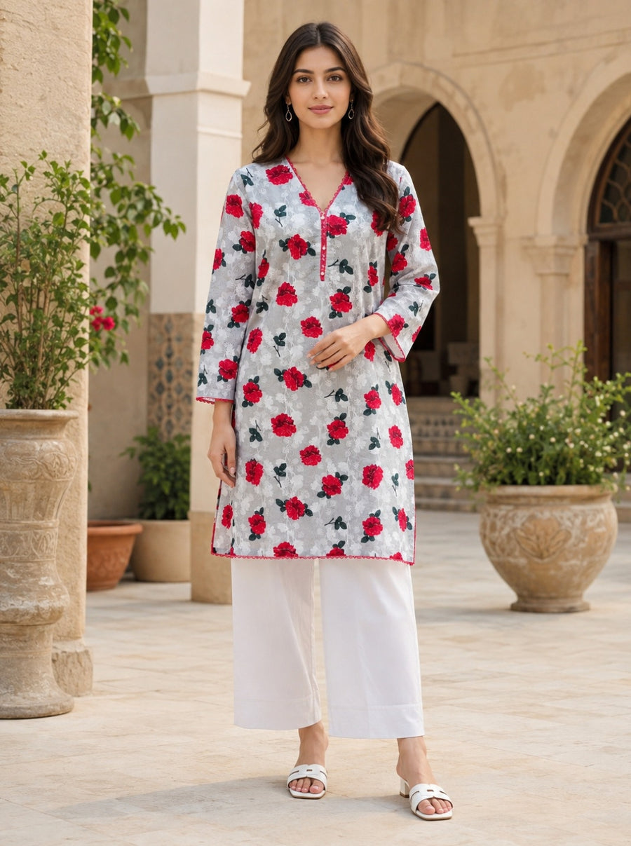 Printed Chikankari