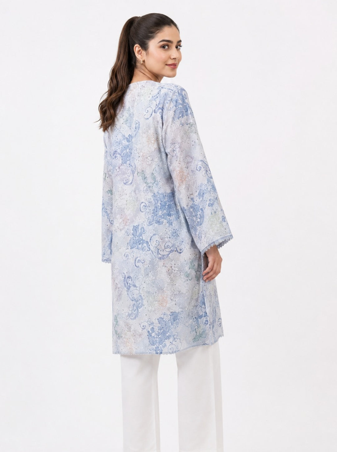 Pastel Blue Floral Chikankari