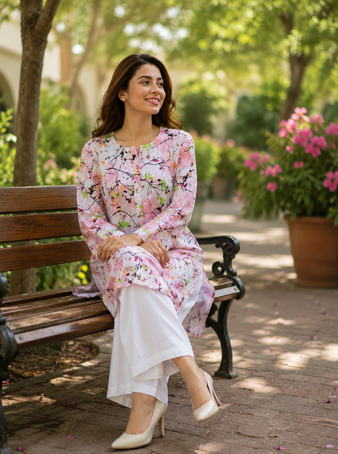 Printed Floral Chikankari 2-Piece