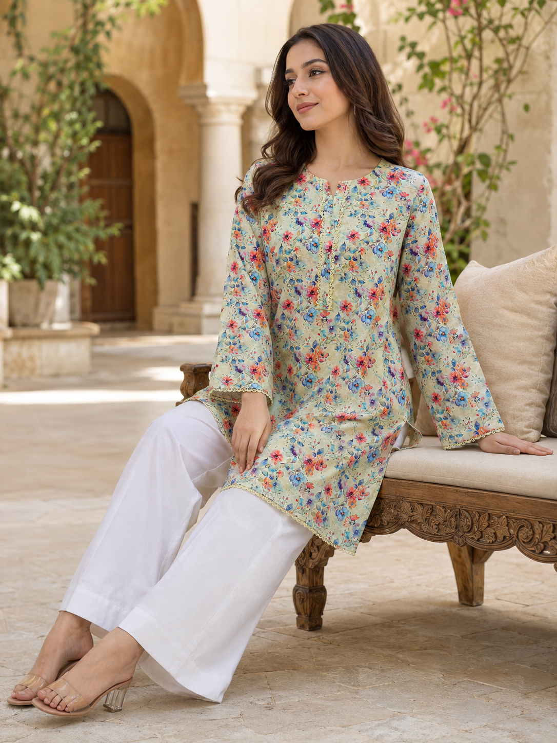 Pastel Floral Embroidered Lawn 2-Piece