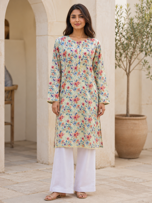 Pastel Floral Embroidered Lawn 2-Piece
