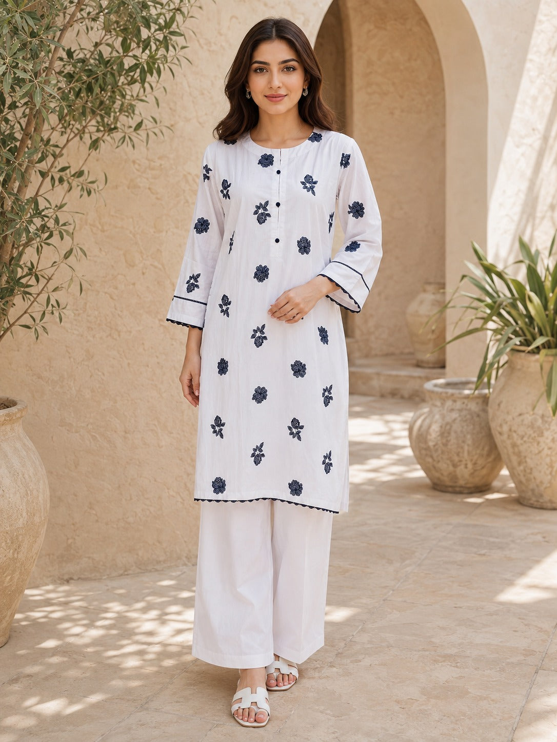 White Floral Printed