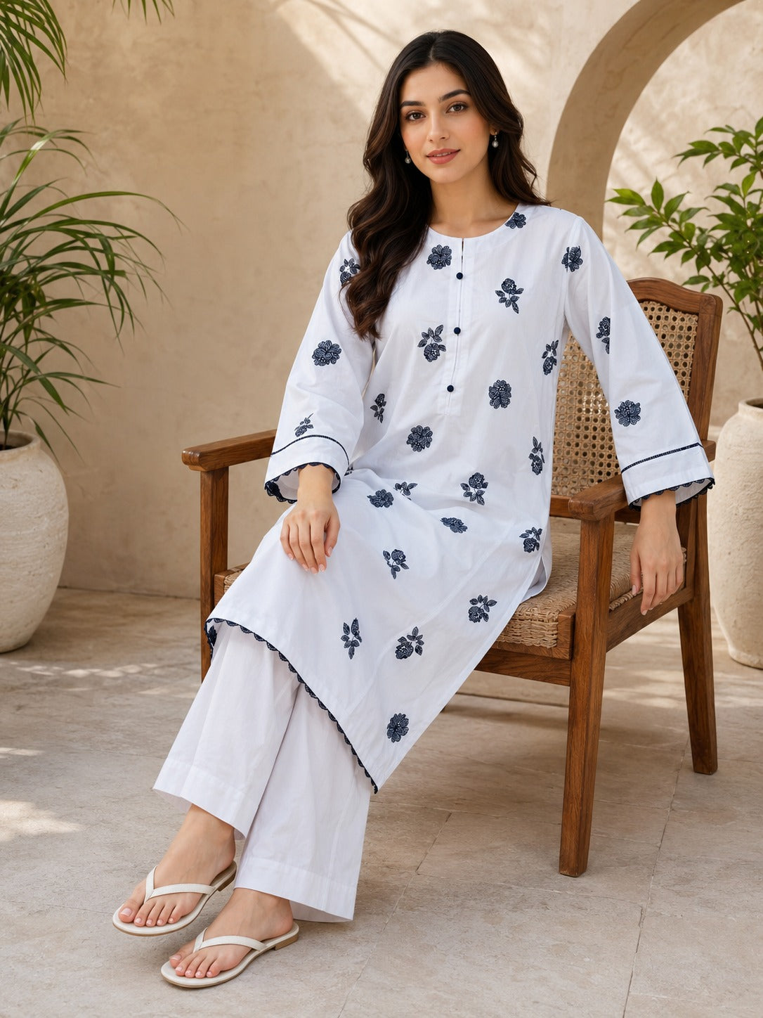 White Floral Printed