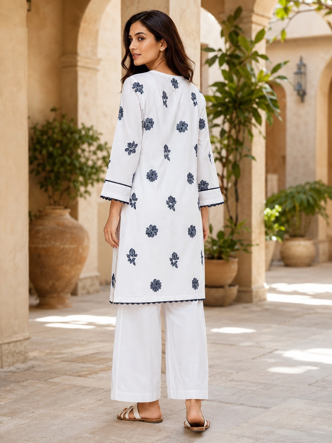 White Floral Printed