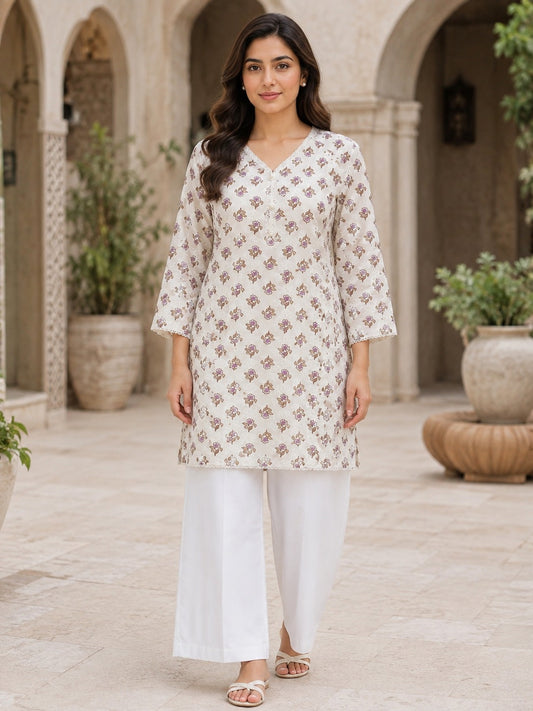 Lavender Bloom Printed Kurta
