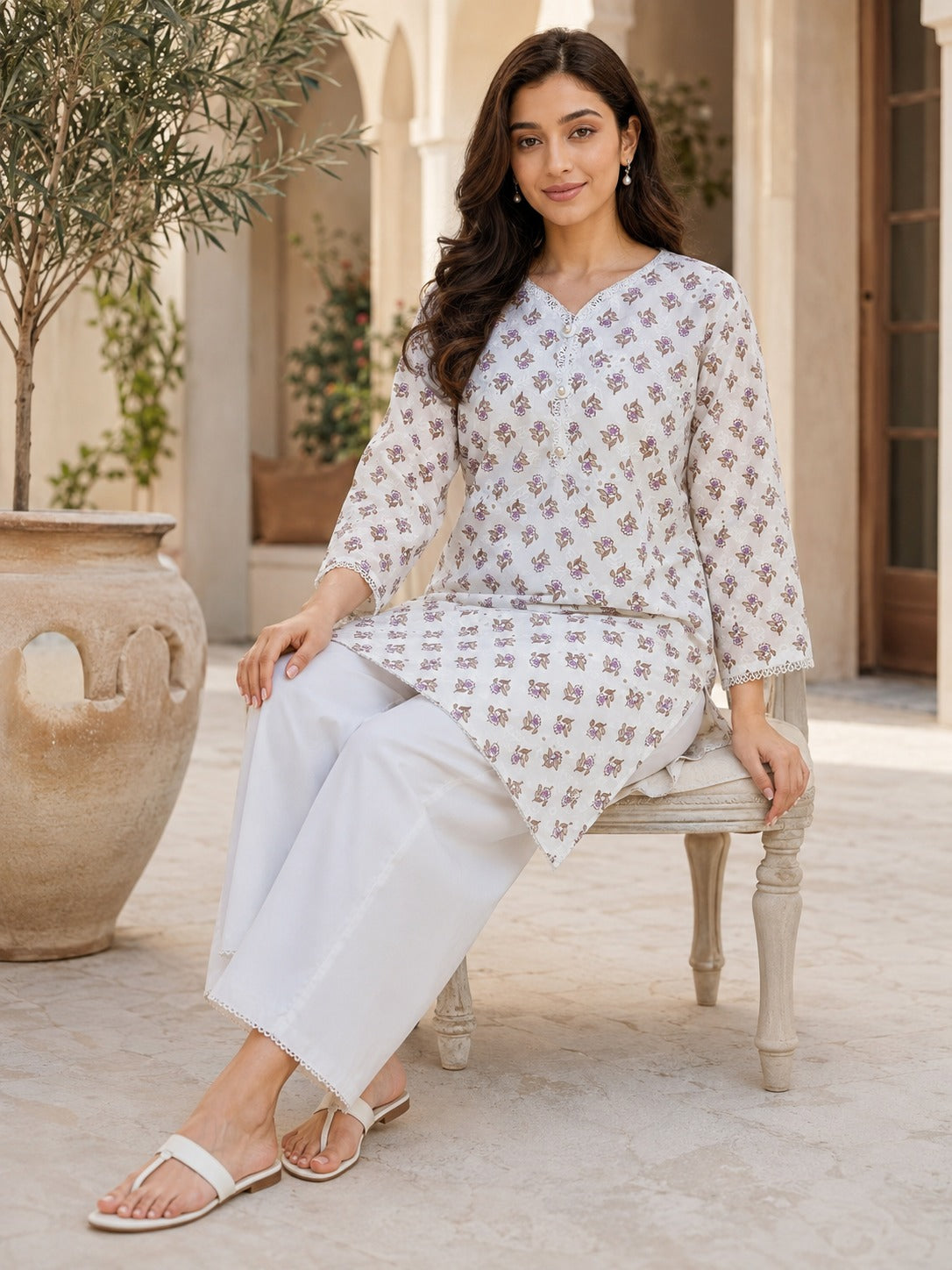 Lavender Bloom Printed Kurta