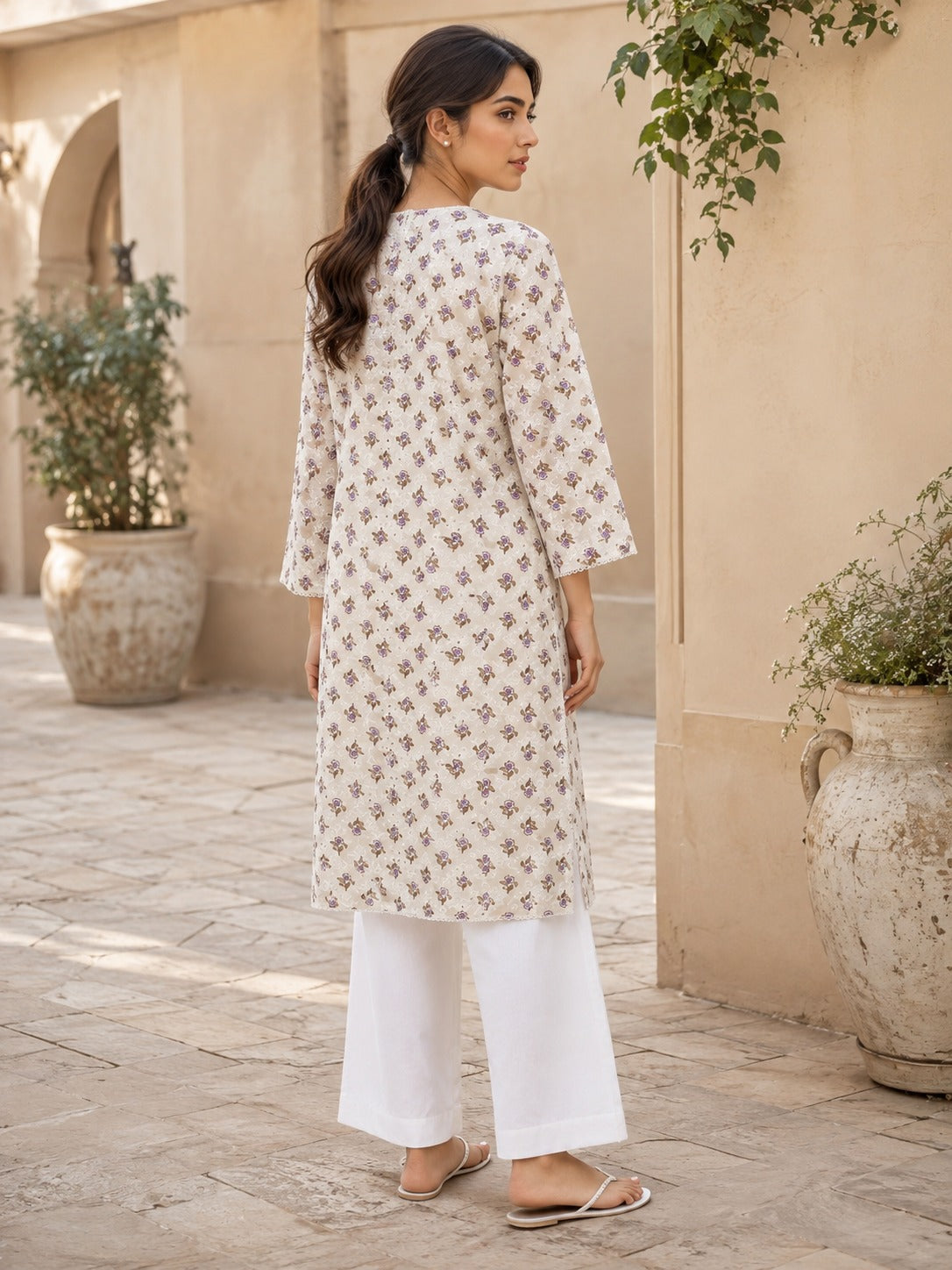 Lavender Bloom Printed Kurta