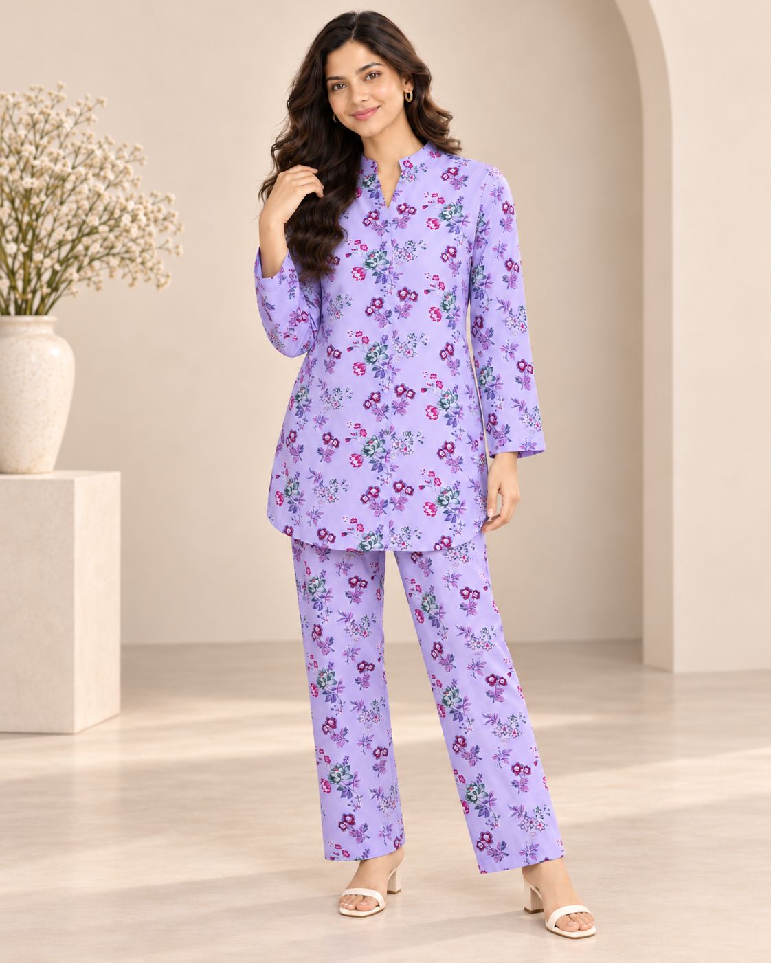 Lavender Floral Printed 2-Piece