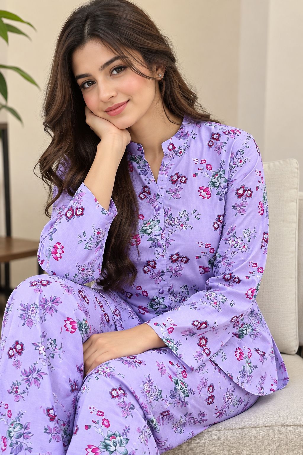 Lavender Floral Printed 2-Piece