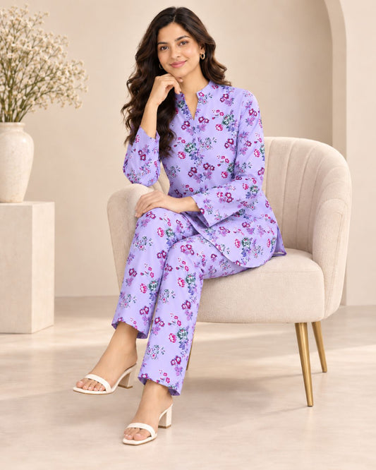Lavender Floral Printed 2-Piece