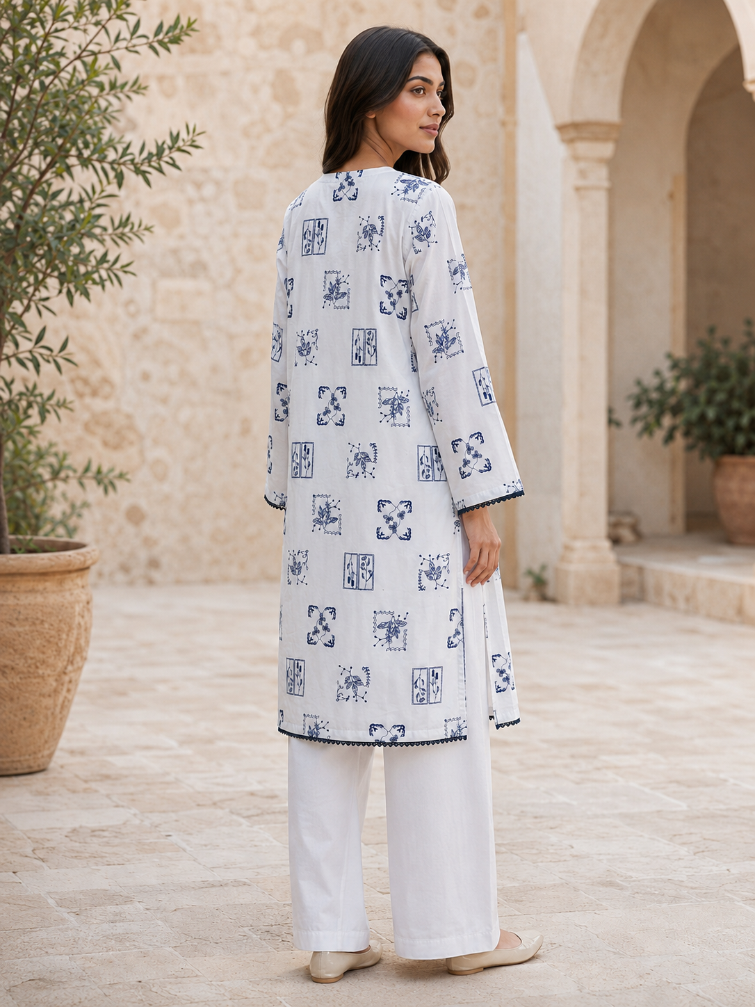 Blue Floral Printed Lawn 2-Piece