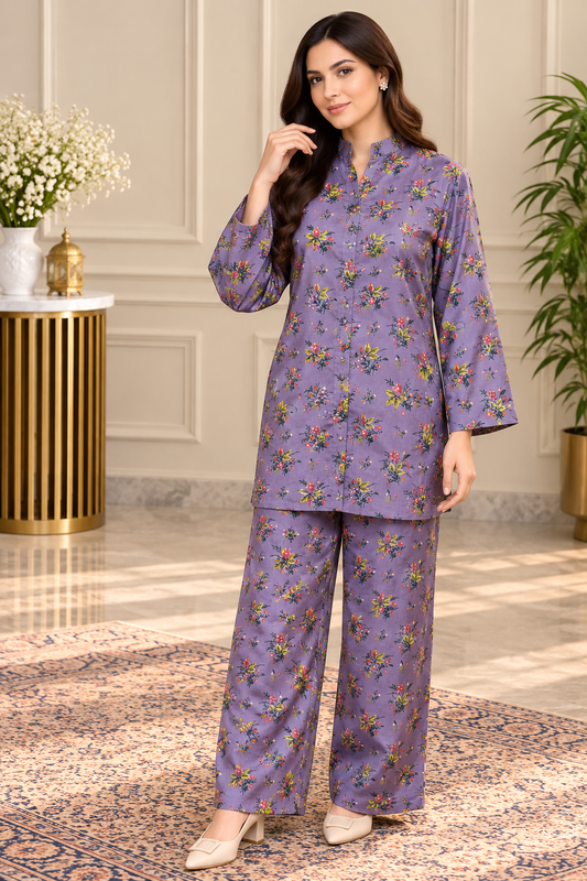 Lavender Meadow Floral 2-Piece Co-Ord Set