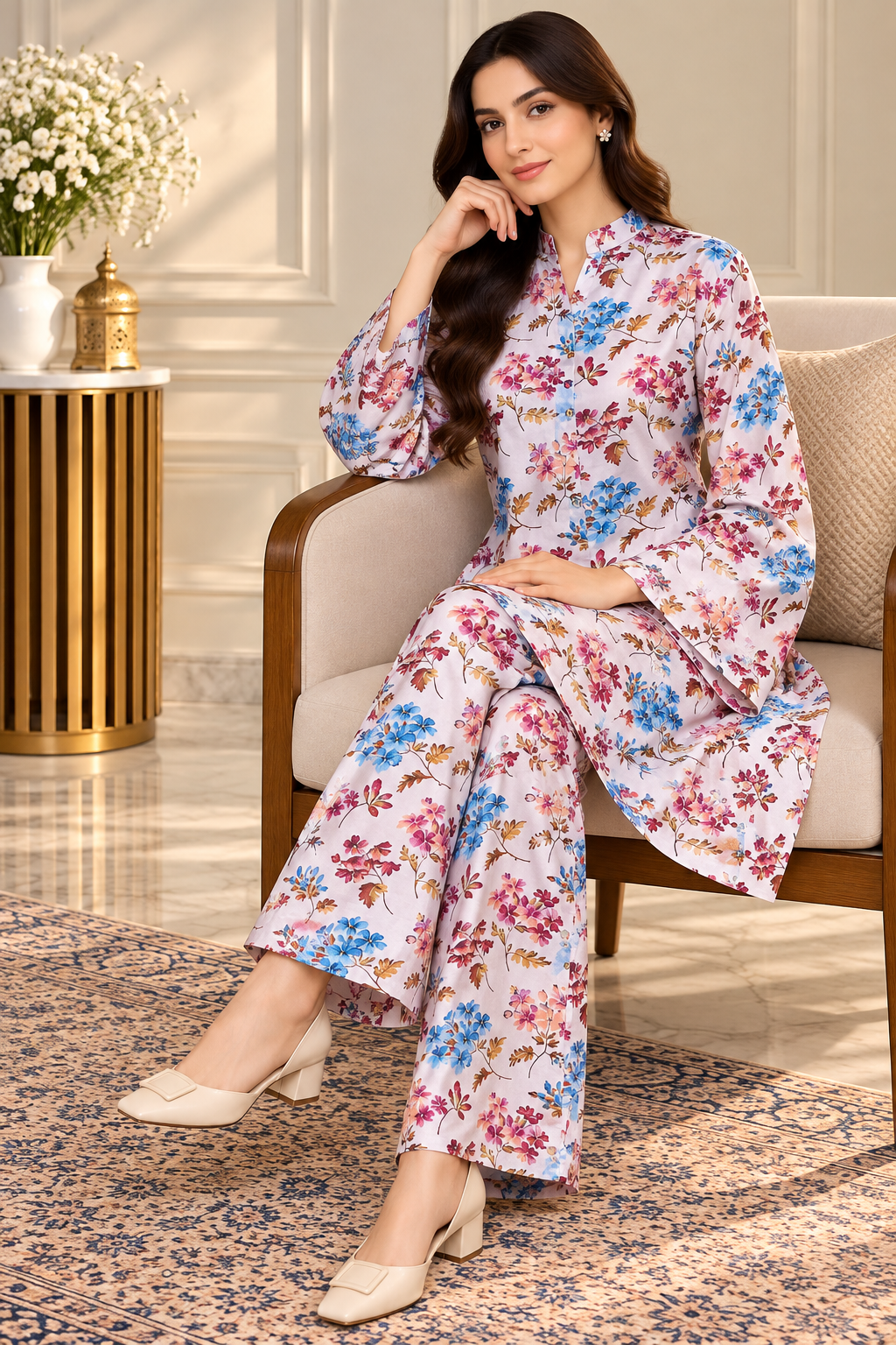 Ivory Bloom Floral 2-Piece Co-Ord Set